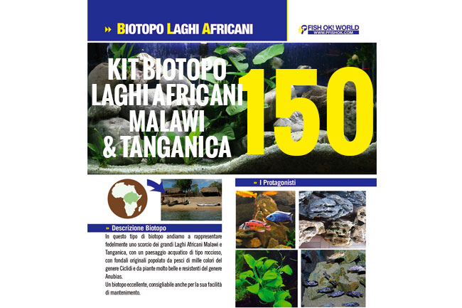 (KITBIOMALAWI150) KIT ARREDO BIOTOPO LAGHI AFRICANI MALAWI & TANGANICA 150 O LUX